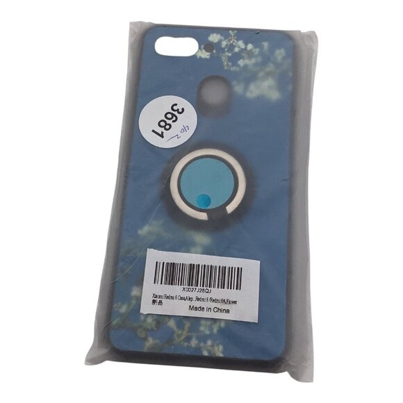 Xiaomi Redmi 6 / 6A Blue Floral Design Phone Case With Circular Ring Holder - Picture 11 of 11